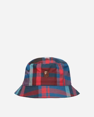 Check Ape Bucket Hat Navy