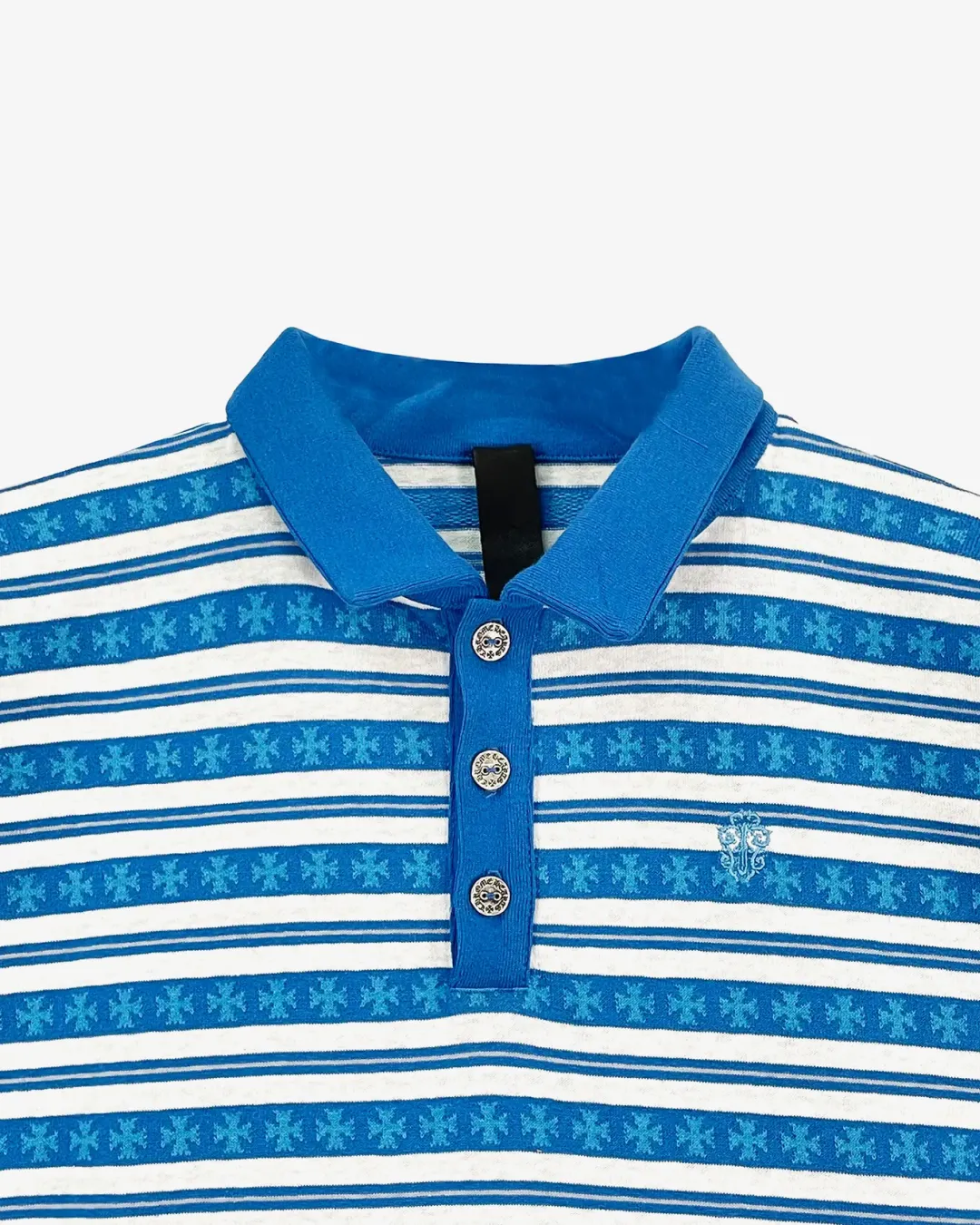 Chrome Hearts Blue Script Logo Long Sleeve Polo