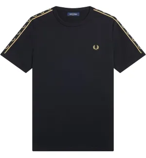 Fred Perry Taped Gold Ringer Tee (Black)