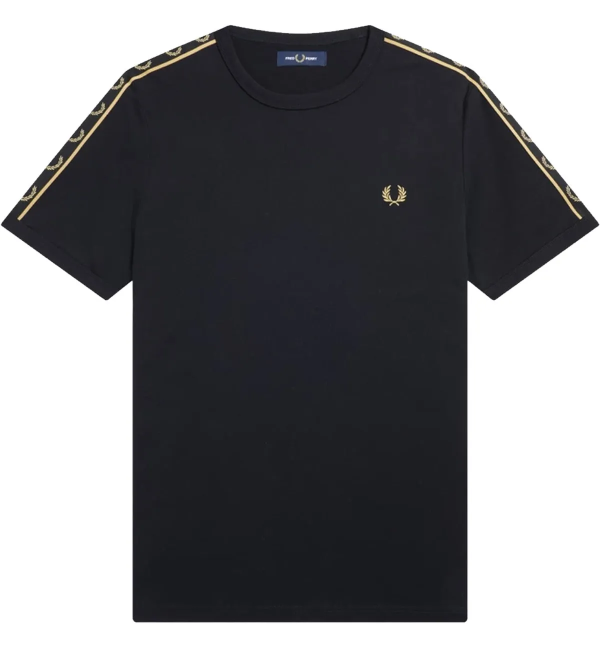 Fred Perry Taped Gold Ringer Tee (Black)
