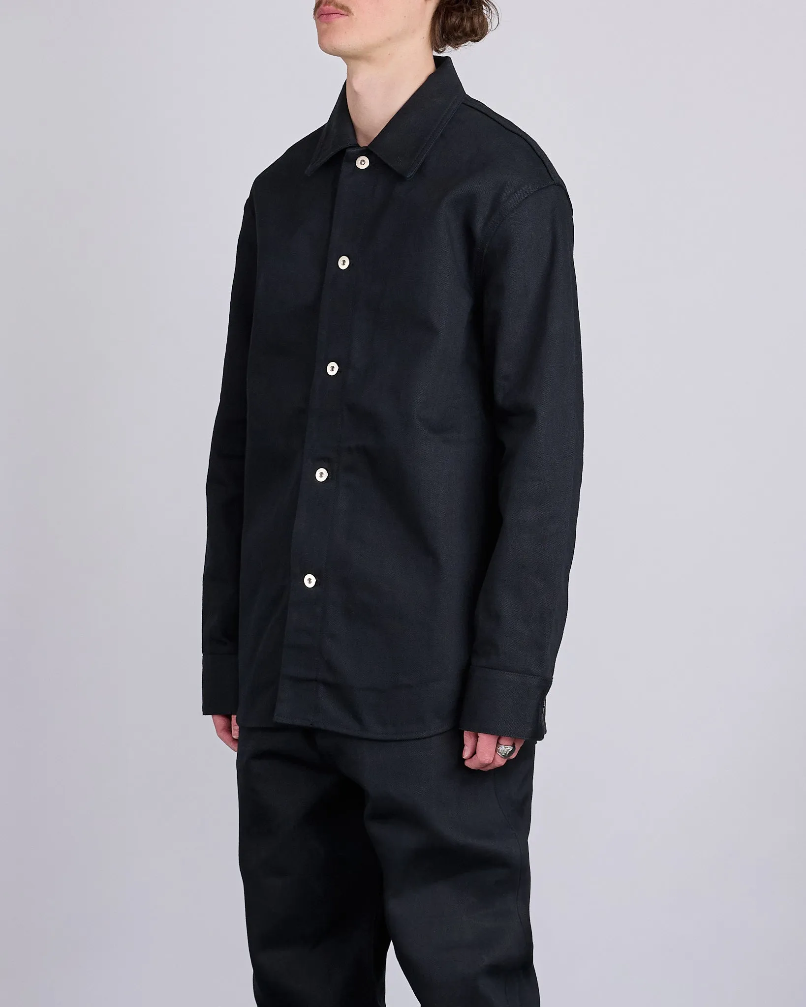Jil Sander Raw Denim Overshirt Jacket Black