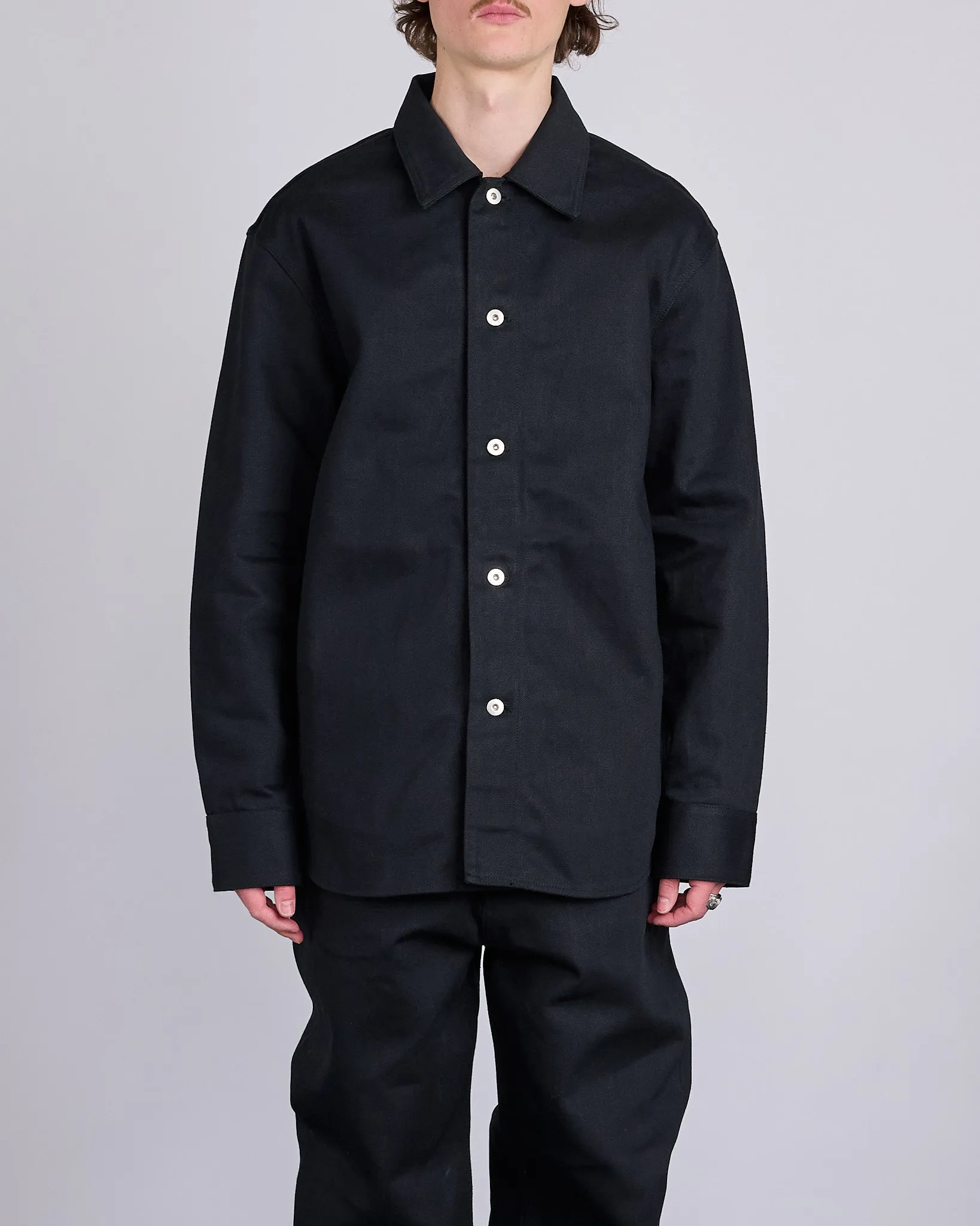 Jil Sander Raw Denim Overshirt Jacket Black