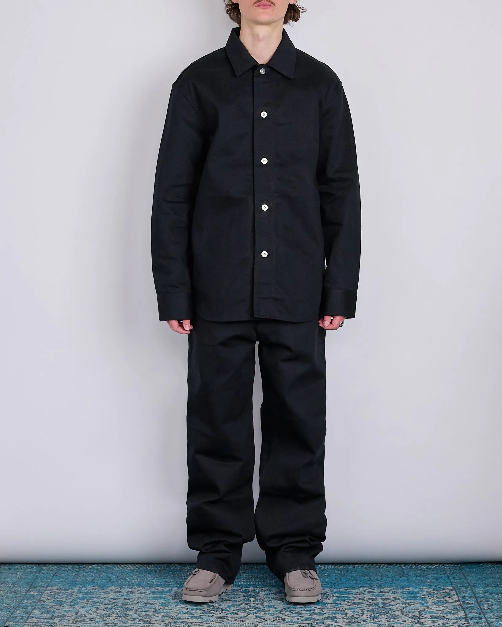 Jil Sander Raw Denim Overshirt Jacket Black
