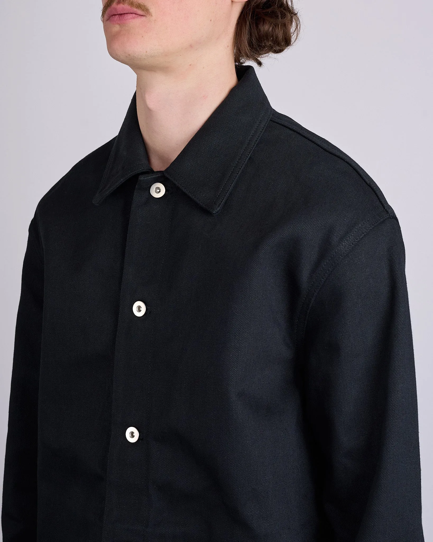 Jil Sander Raw Denim Overshirt Jacket Black
