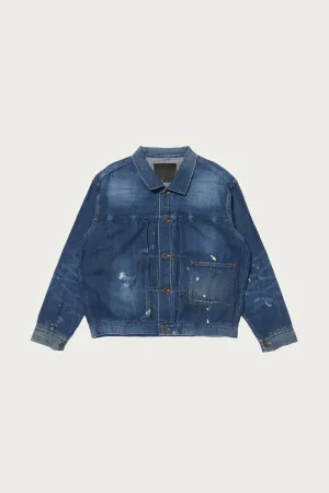 Lot. 703 Denim Jacket C. 1920's - Damaged Indigo Paint