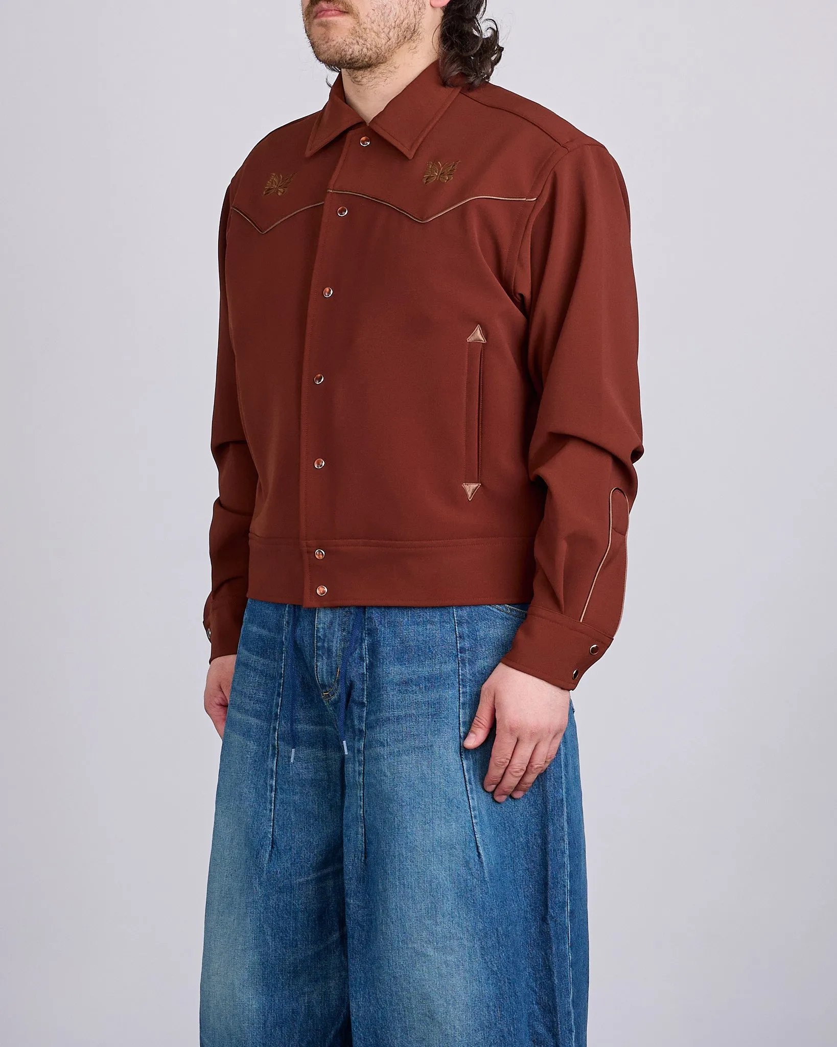 Needles Piping Cowboy Double Cloth Jacket Brown