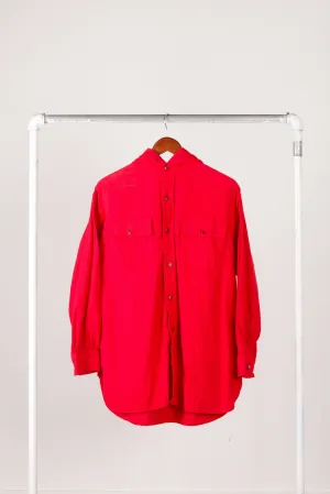 orSlow Womens 'Hooded Moleskin' Utility Oxford Shirt Red
