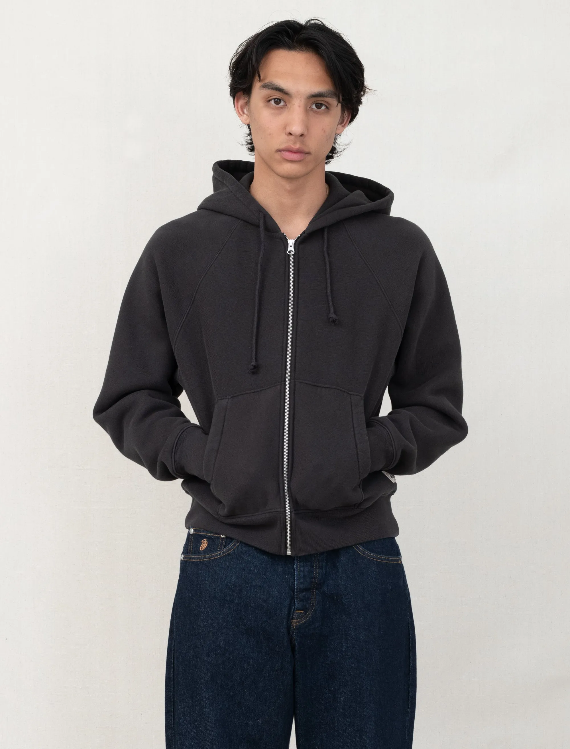 Raglan Zip Hoodie (Washed Black)