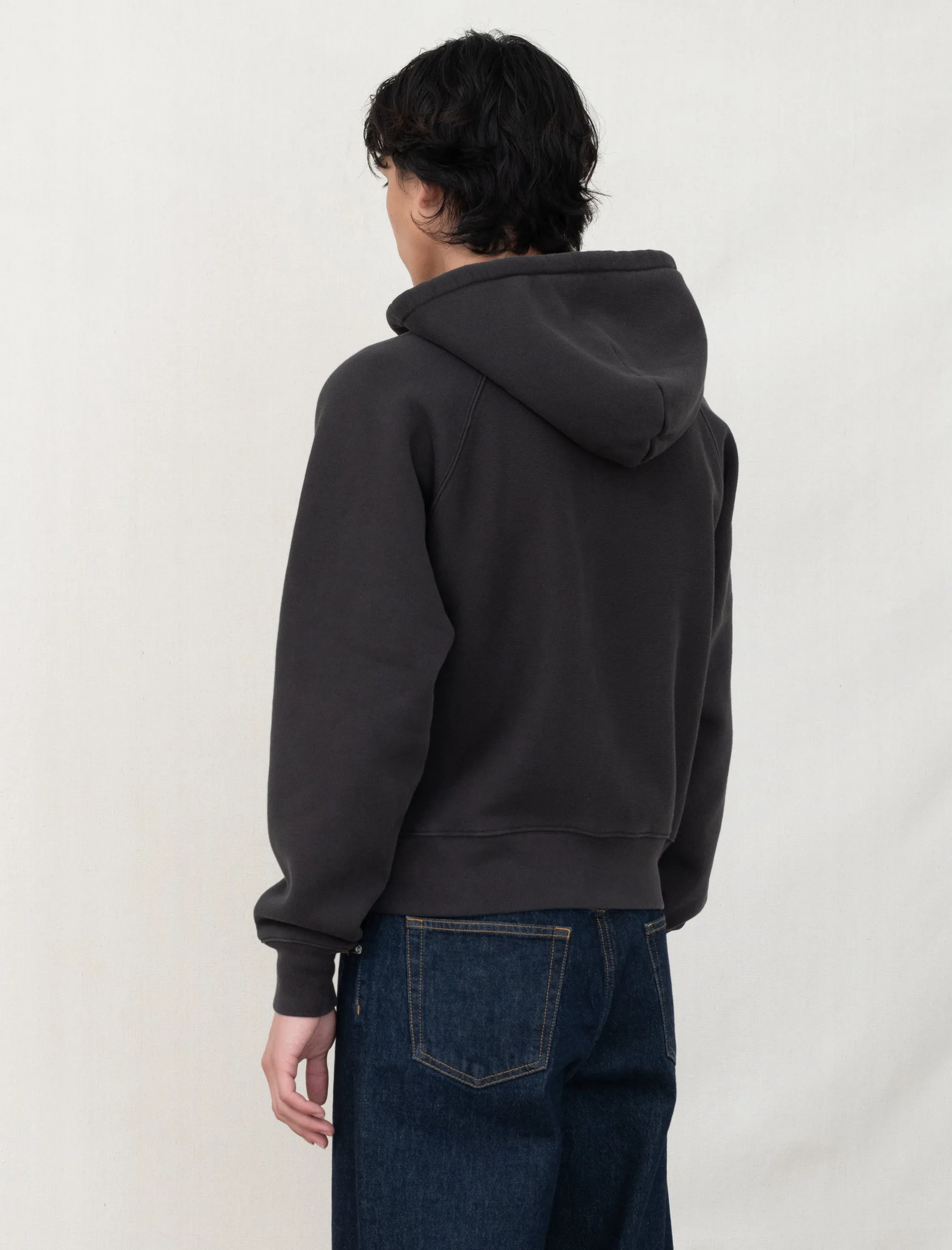 Raglan Zip Hoodie (Washed Black)
