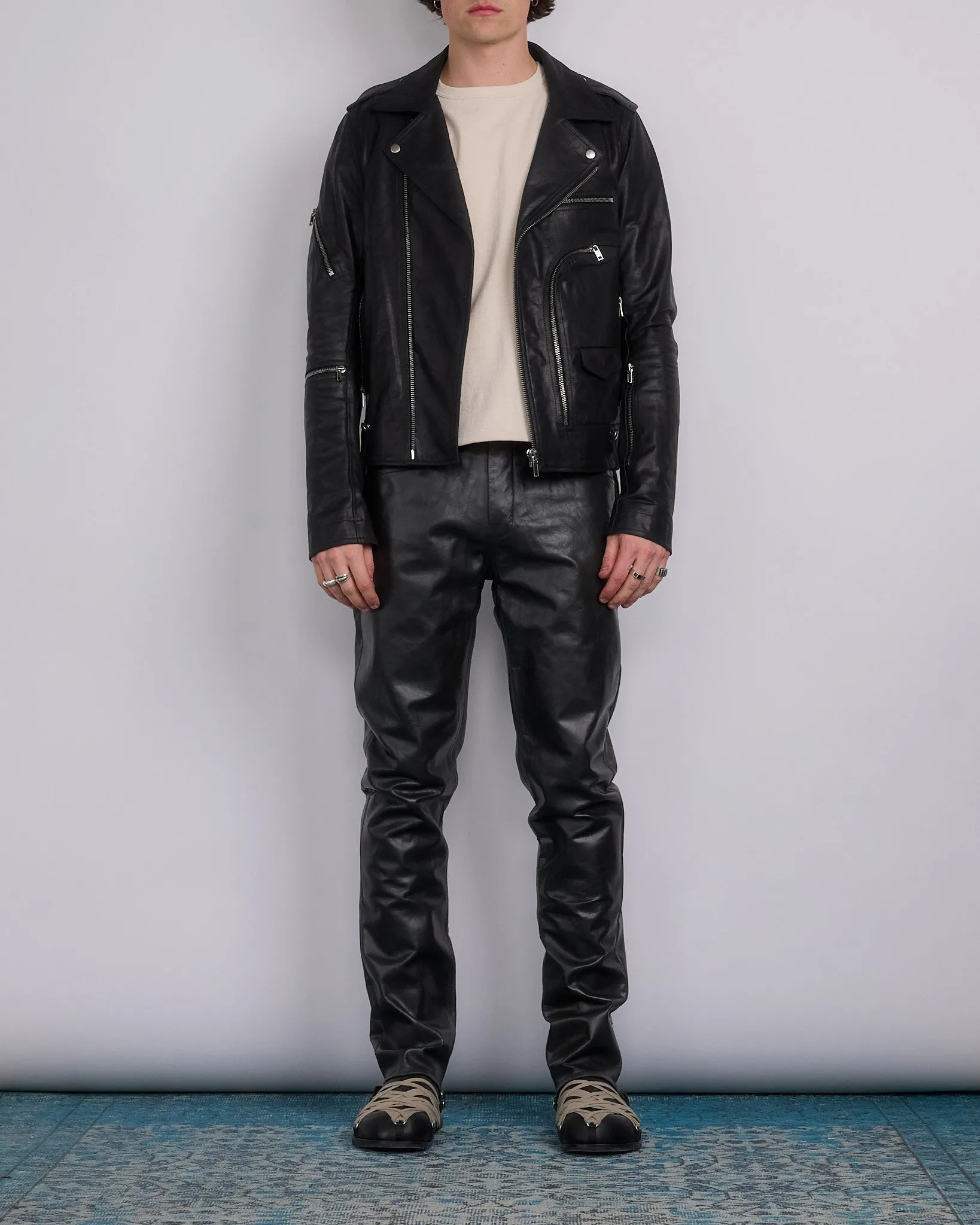 Rick Owens Tyrone Jean Tamponato Leather Black