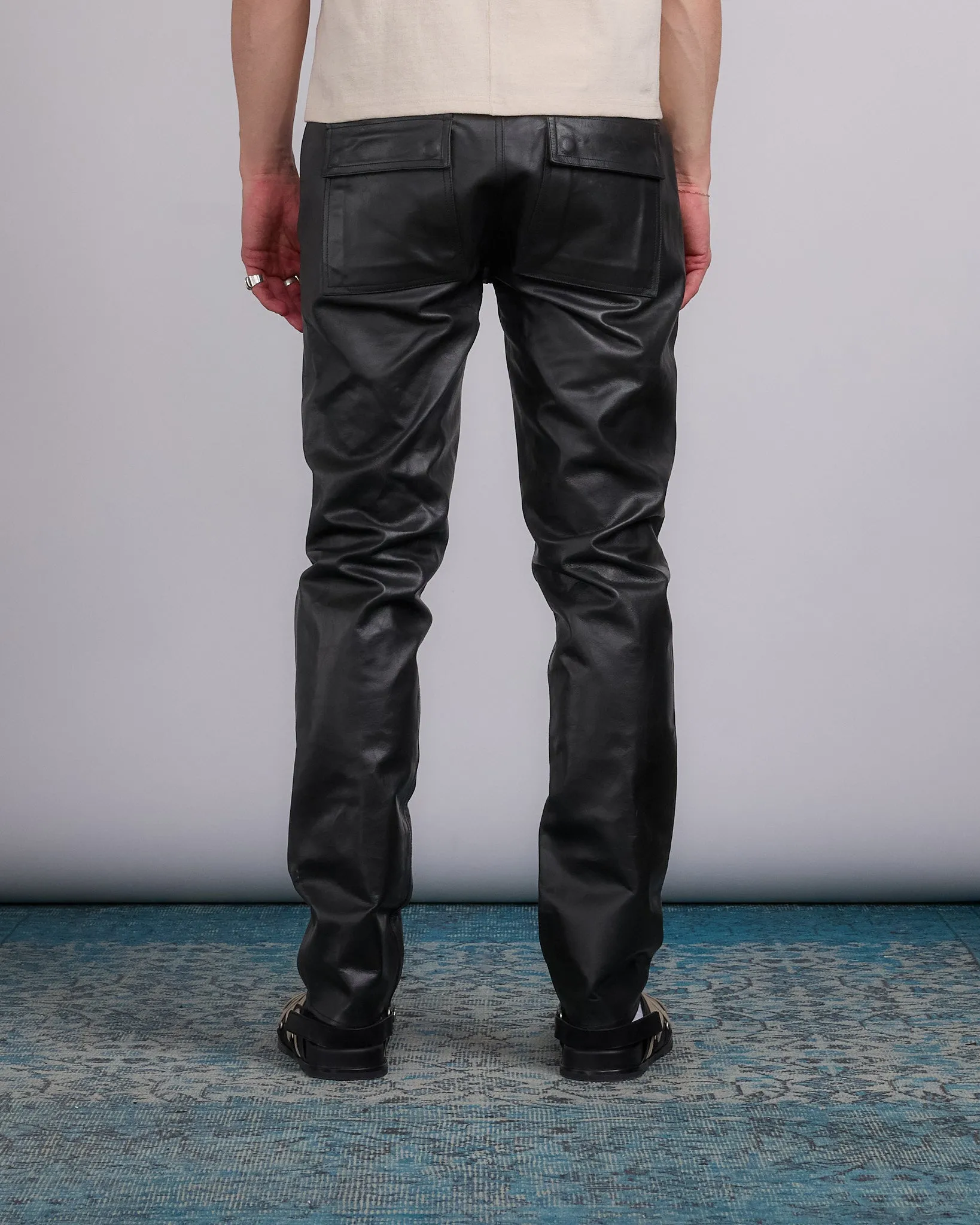 Rick Owens Tyrone Jean Tamponato Leather Black