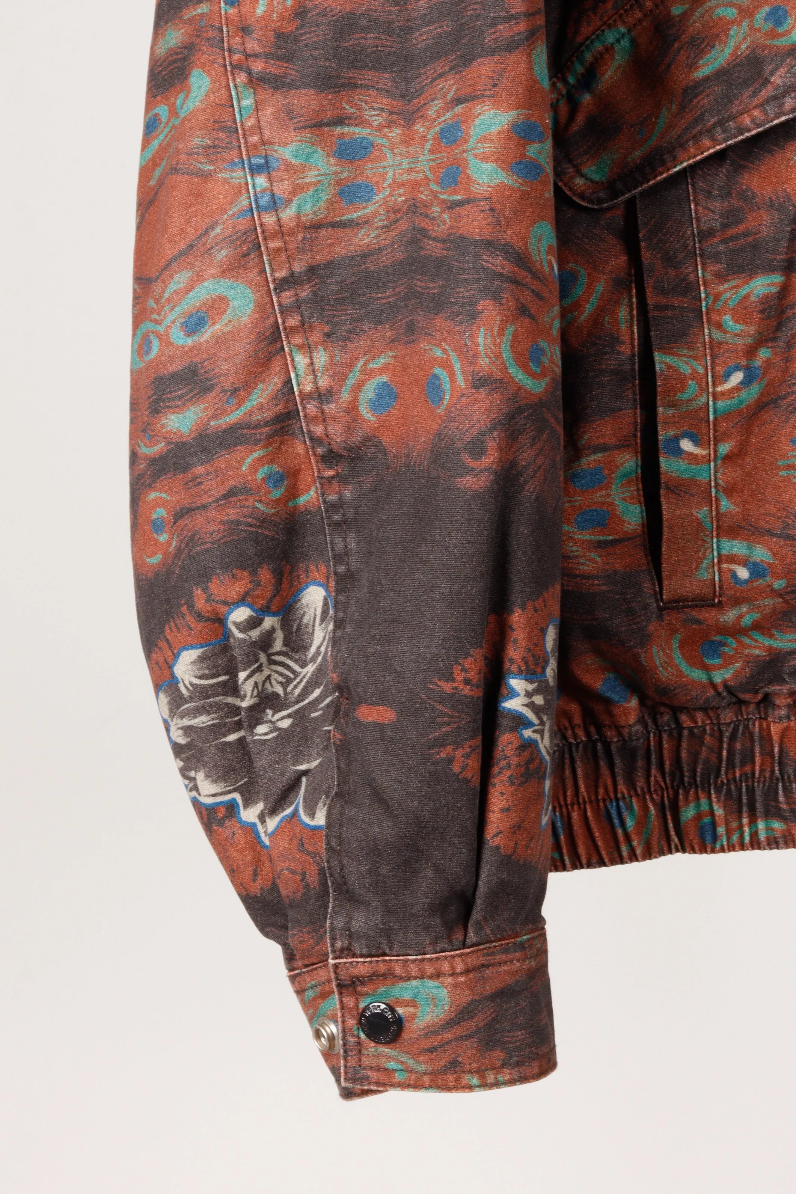 Supreme FW23 'Leather Collar Utility' Jacket Peacock Print (2023)