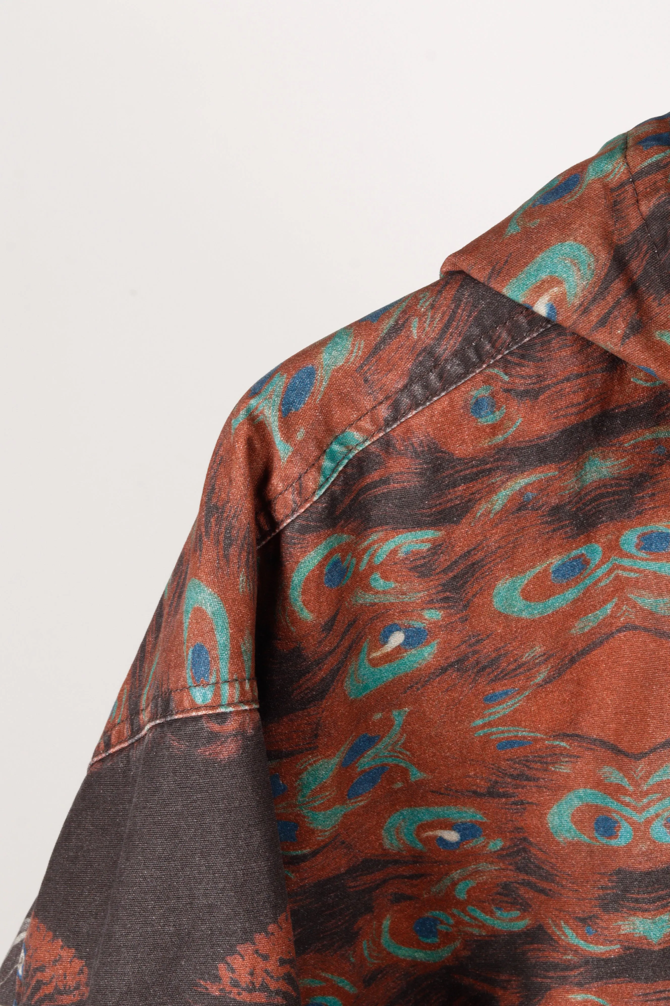 Supreme FW23 'Leather Collar Utility' Jacket Peacock Print (2023)