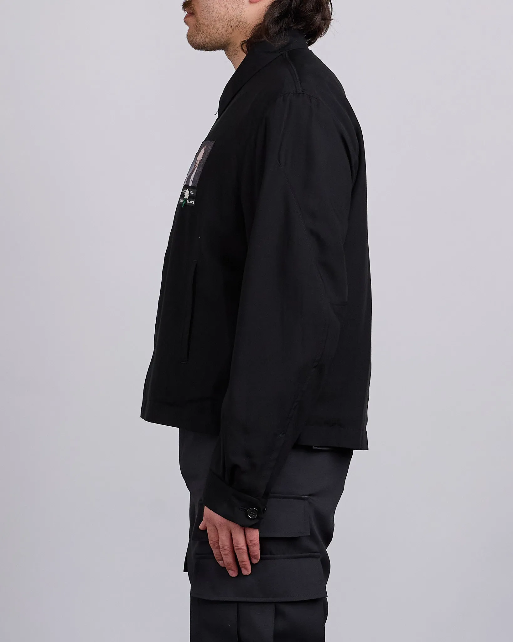 UNDERCOVER Chest Patch Crop Rayon Jacket Black