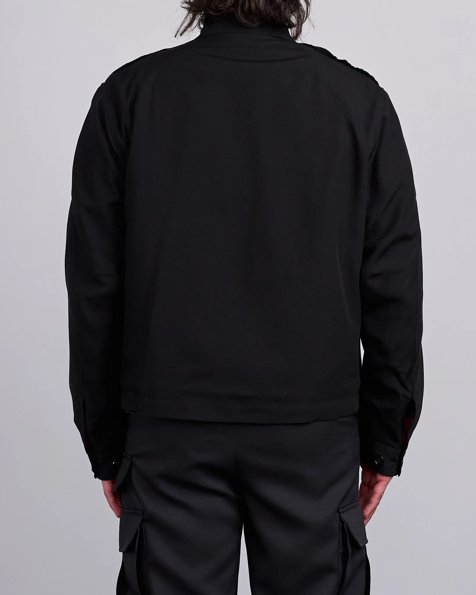 UNDERCOVER Chest Patch Crop Rayon Jacket Black